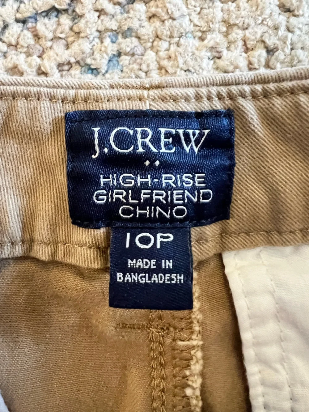 J.Crew Factory High Rise Girlfriend Chino Pants 10P Petite Stone Beige AD217